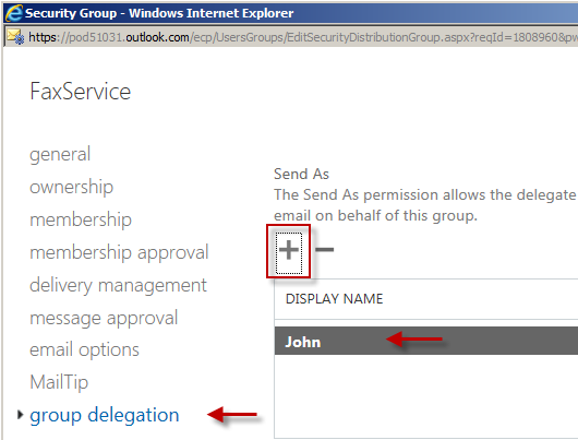 Using distribution group and assign “Send as permissions” -02
