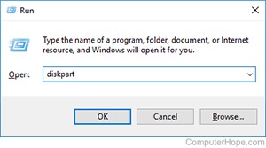 Run diskpart from the Windows run box.