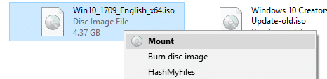 mount an iso file right-click menu